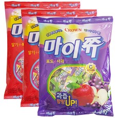 크라운 마이쮸 딸기복숭아 328g x 2p + 포도사과 328g, 1세트