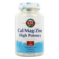 Kal 칼슘 1000mg 마그네슘 400mg 아연 15mg 하이 포텐시 베지테리안 타블렛, 1개, 100정