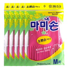 마미손 오른손 하나 고무장갑, 핑크, 중(M), 5개