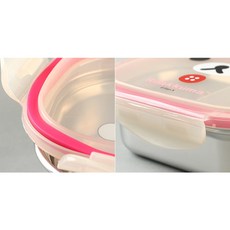 리락쿠마 가방 2단 스텐 도시락, 코리락 아이보리, 1세트