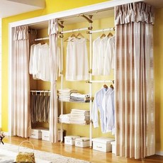 프라임행거 화이트 드레스룸 4폴 커튼형 행거, 인디핑크