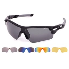 오클렌즈 교체형 스포츠 선글라스 프레임 + 렌즈 5p 세트 XG300, 프레임(블랙 + 그레이)