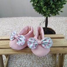 난쟁이똥자루 신생아용 리본 DIY 살구색 슈즈, 1개