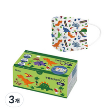 스케이터 다이노사우루스 어린이용 플리츠 일회용 마스크 MSKP30, 30개입, 3개, 혼합색상