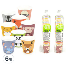 이지앤 동물 종이컵 184ml, 50개입, 6개