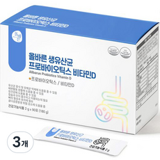 올바른 생유산균 프로바이오틱스 비타민D 90p, 180g, 3개