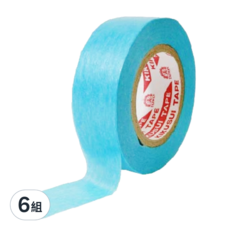FINESIL 施工用遮蔽和紙膠帶, 18mm x 18m 7入組, 適用於噴漆, 台灣製, 6組