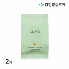 김정문알로에 아쿠아 마일드 쿨링 선쿠션 리필 SPF50+ PA++++, 25g, 2개