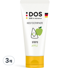 도스인어드밴스 어린이 치약 STEP2 저불소 사과향, 60ml, 3개