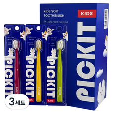 픽킷 저자극 어린이 칫솔 3종 x 3p 세트, 레드, 그린, 옐로우, 9개입, 3세트 레드, 그린, 옐로우, 3세트, 9개입