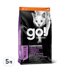 go 전연련용 솔루션 카니보 레시피 고양이 건식 사료, 치킨,칠면조,오리, 1.36kg, 5개