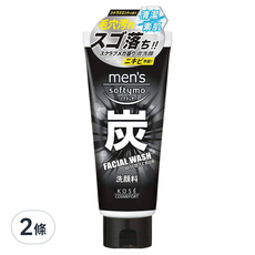 KOSE 高絲 softymo 絲芙蒂 男用去角質炭洗面乳, 130g, 2條