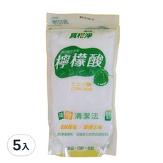 真柑淨 檸檬酸補充包400g*5包,食品級檸檬酸,水垢清潔,除臭抗菌,環保清潔劑, 400g