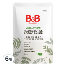 비앤비 젖병 식기세정제 리필, 6개, 500ml