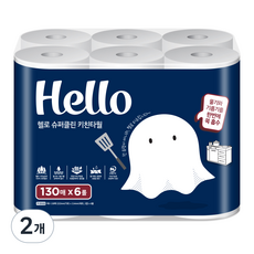 헬로 슈퍼클린 천연펄프 키친타월, 6개입, 2개