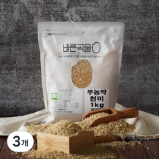 바른곡물 국산 무농약 현미, 1kg, 3개