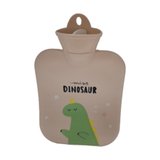 防爆防漏暖手熱水袋 一般款，少女粉，Miss Dinosaur圖案，PVC材質, 1個
