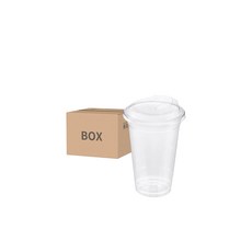 Tamsaa PET透明塑膠杯+咖啡杯蓋套裝, 470ml, 100個, 方便飲用, 無吸管杯蓋, 堅固耐用