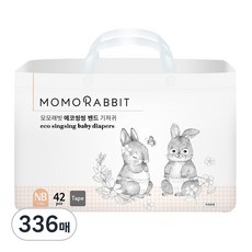 모모래빗 에코씽씽 밴드형 기저귀 신생아용 4팩, 336매, 신생아용(NB)