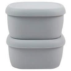 SiliPot 韓國鉑金矽膠冰溫嚐鮮盒, 可堆疊收納, 無凹槽設計, 上蓋好掀, 刻度清晰, 冷灰色, 1組