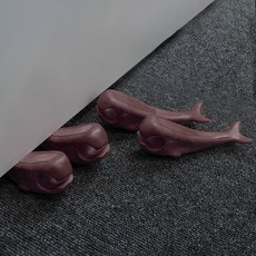 鯨魚造型門擋, 4入, 棕色