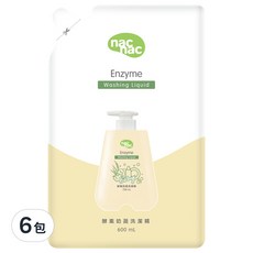 nac nac 酵素奶瓶蔬果洗潔精, 600ml, 6包