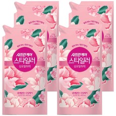 Saffron Care Style除臭衣物柔軟精 淡淡香 補充包, 400ml, 4個