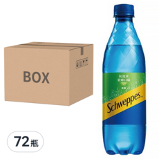 Schweppes 舒味思 萊姆氣泡水500ml，72瓶箱裝，無糖零卡，清新暢快氣泡飲, 500ml, 72瓶