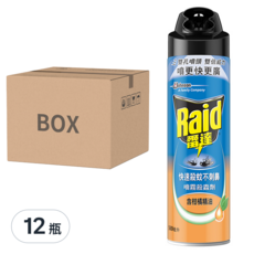 Raid 雷達 噴霧殺蟲劑 含柑橘精油, 快速殺蚊不刺鼻 噴霧殺蟲劑 500毫升 12瓶, 500ml