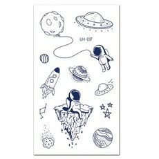 理享家 草本半永久防水紋身刺青貼紙105 x 60mm，宇宙星空主題，防水持久，草本成分, uh-017, 1張