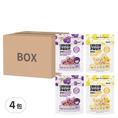 Naeiae 水果米圈圈組, 4包裝, 藍莓口味 + 香蕉口味, 30g, 4包