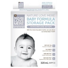 NATURE LOVE MERE 嬰兒奶粉儲存袋 320毫升 60入 防靜電 獨立奶粉出口 輕巧材質, 60個, 1盒