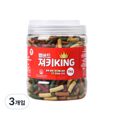 벨버드 강아지 가수분해 져키킹 M 1kg, 황태 + 연어 + 참치 + 오리 + 치즈 혼합맛, 3개