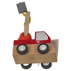 德德小品集 木製發條工程車 - 紅色吊車, 1個