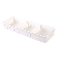 咪咪購物 分隔抽屜收納盒 大號三格收納盒 (10.5x33x4.5cm) 白色分類收納盒 4入, 10.5cx33.cmx4.5cm
