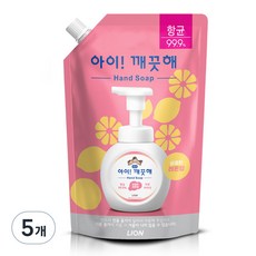 아이깨끗해 거품형 핸드솝 레몬 리필, 600ml, 5개