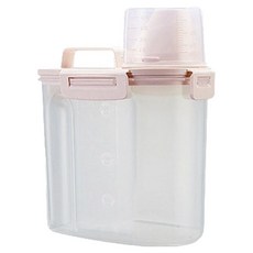 塑膠儲糧桶 4卡扣 米色偏粉 小 1.7L 密封防潮儲米箱, 1個