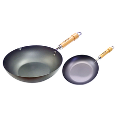 極PREMIUM 日本製極鐵鍋無塗層不易生鏽窒化鐵雙鍋組 (炒鍋30cm+平底鍋28cm) 日本製造, 炒鍋 30cm + 平底鍋 28cm, 1組