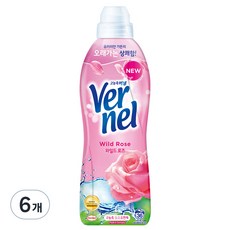 버넬 섬유유연제 와일드 로즈 본품, 6개, 900ml