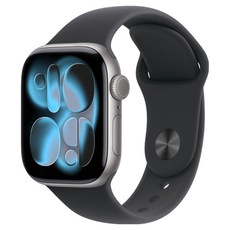 Apple 2025 Apple Watch S11 鋁金屬, 42mm, 太空灰色 + M/L黑色運動型錶帶, GPS + 行動網路