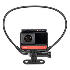 嚴選 Insta360 X2/X3 Osmo Action 3/4 掛頸式運動相機支架, ABS/矽膠/鋁材質 黑色, 單一商品, 1組