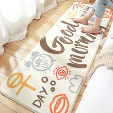 羊羔絨床邊地墊，40cm*120cm，羊羔絨+點塑膠顆粒, 40 x 120cm, 08 早安Goodmorning