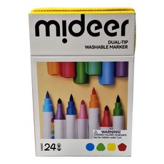 mideer 雙頭可水洗水彩筆 軟尖頭 + 錐頭, 24色, 1盒