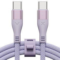 빅쏘 우븐 패브릭 단선방지 USB C to C 타입 PD 60W 고속 충전 아이폰 갤럭시 케이블, 1개, 퍼플, 2m