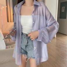 珠光棉防曬透膚感襯衫, 1件
