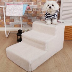 펫츠맘마 강아지 계단용 교체형커버 3단, 화이트