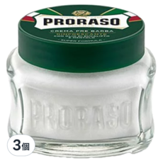PRORASO 鬍前軟化膏 綠標 沁涼薄荷, 95%以上天然成分，100ml, 3個
