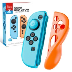 JOYTRON Nintendo Switch 2 Joy-Con 2矽膠手把 2入組, SW2-CASE04, 1個, 藍+紅（橘色）