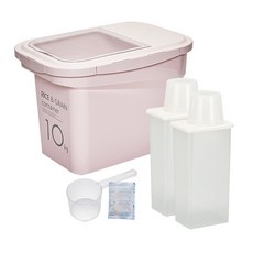 cimelax 密封儲米箱 10kg+穀物密封保鮮罐 1300ml 2入, 粉色, 1組