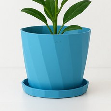anplant 格子型塑膠粉彩園藝花盆, 藍色, 1個
